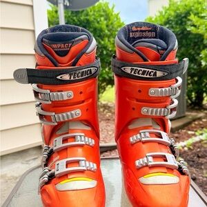 Tecnica 8 TNT EXPLOSION Carbon Downhill Ski Boots Men's US 8.5/41 ORANGE Y2K 90s